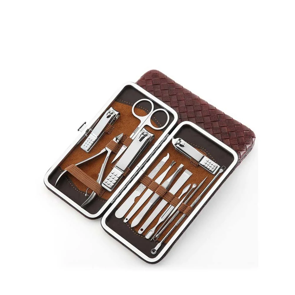 13 Piece Manicure Professional Tool Pedicure Sets Steel Nail Clipper Trimming Scissor Cuticle Polished File Kit