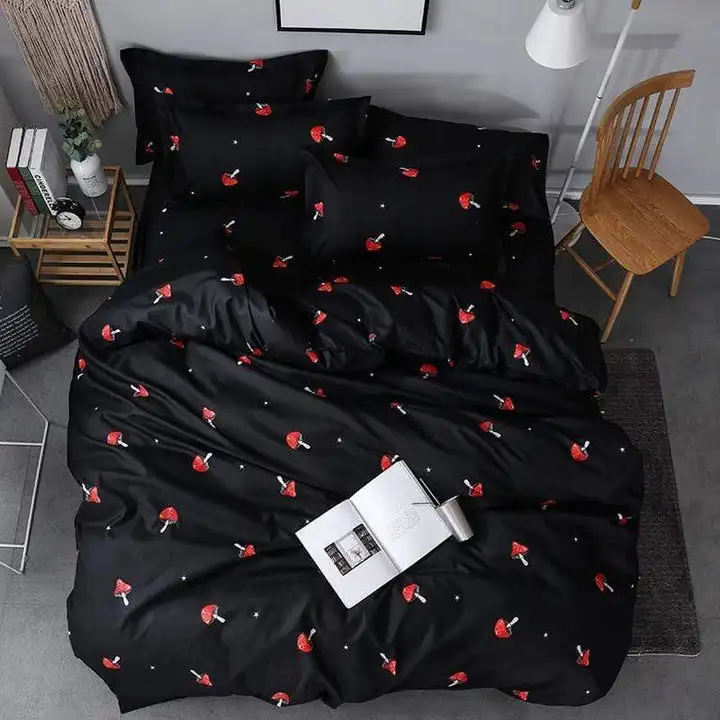 Custom 4 PCS Red Mushroom Bedding Set Bedspread printing duvet cover set Quilt Cover with 2 Pillow Shams Comforter Duvet Cover
