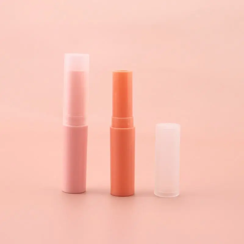 Ready to ship round frosted empty lipstick tubes custom matte small slim lip balm containers packaging