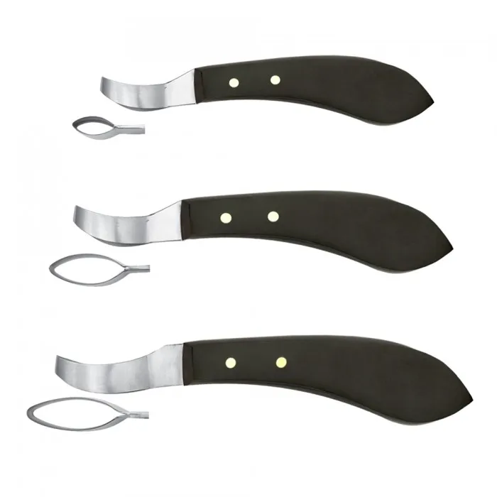 Professional Small Loop Hoof knives Set Left & Right Handed With Wooden Handle Farrier uses Made in Pakistan by Iqraash