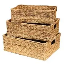 Colorful Eco-Friendly Picnic Fruit Water Hyacinth Storage Basket Woven Storage Basket from Vietnam Packed in Cartons and Boxes