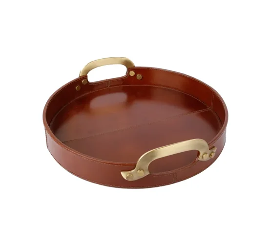 Leather custom valet round tray personalized new home gift office present and bar decor  anniversary gift for her for him