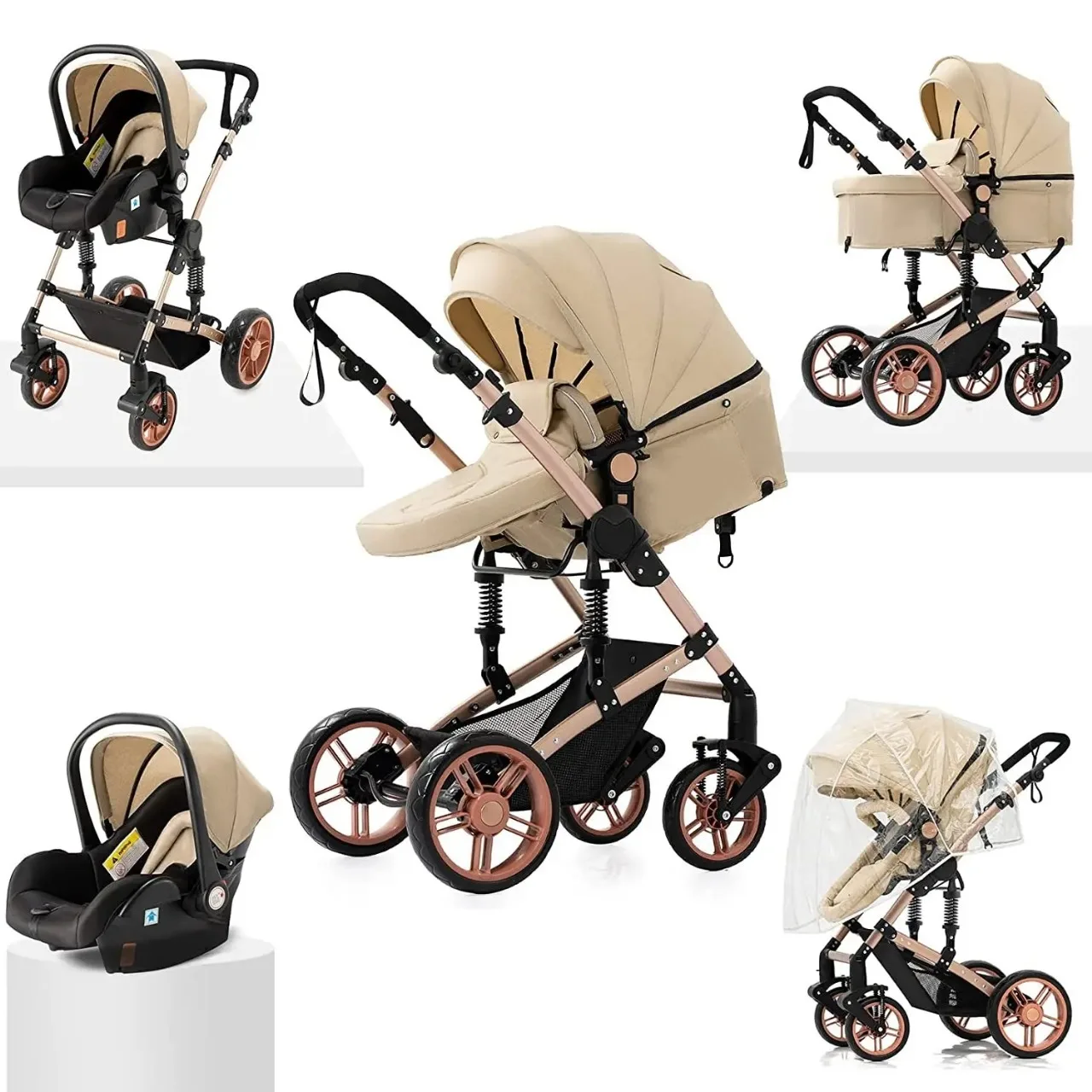 OEM 4-Wheel Lightweight 3-in-1 Baby Stroller Travel System 2-in-1 Pram & Walker with Carry for Kids of All Ages