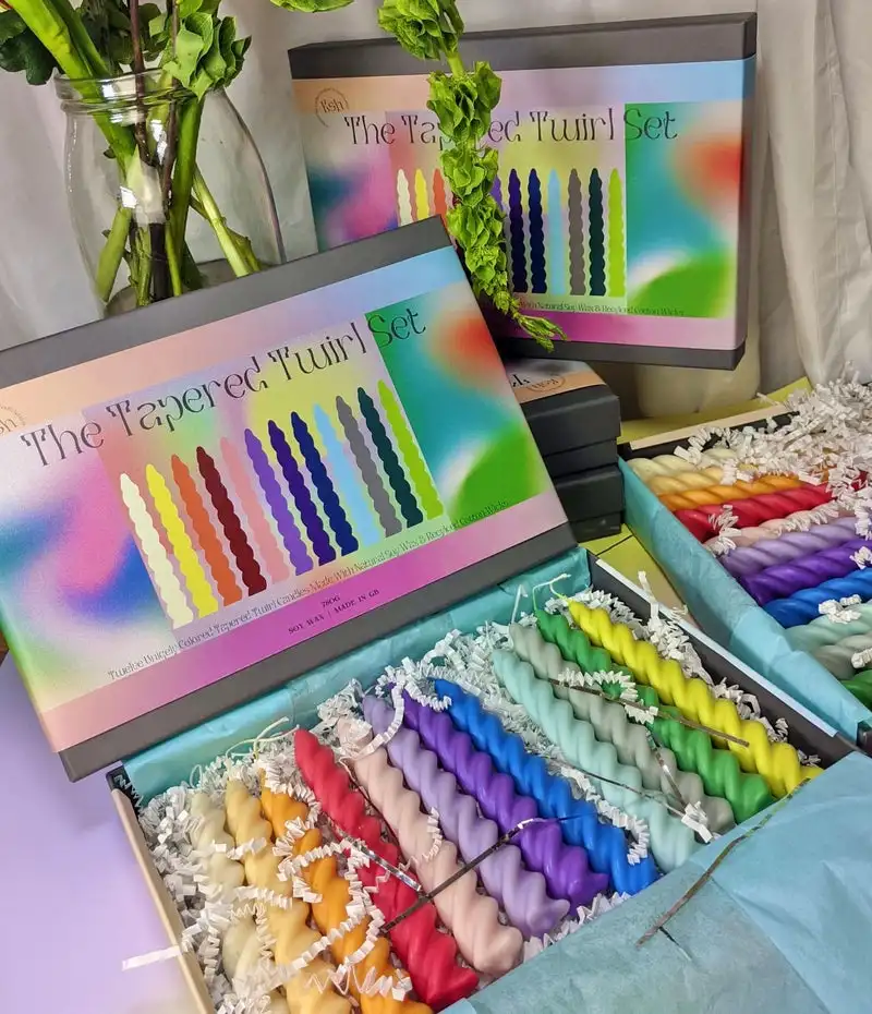 Drippless Shape Unscented Dinner Candle Dip Dye Twist Taper Candles Gradient Color Spiral Candles