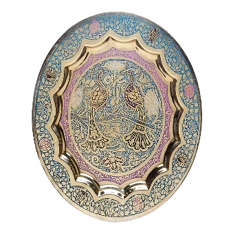 Large wall hanging decorative hand painted embossed brass plate logo engraving metal art craft plate