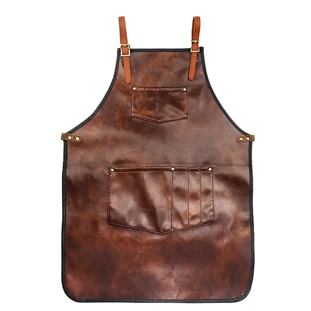 Premium Quality Apron Chef Cooked Kitchen Waterproof Oil BBQ Custom Barista Bib Beauty Overalls Adult Leather Wholesale ODM