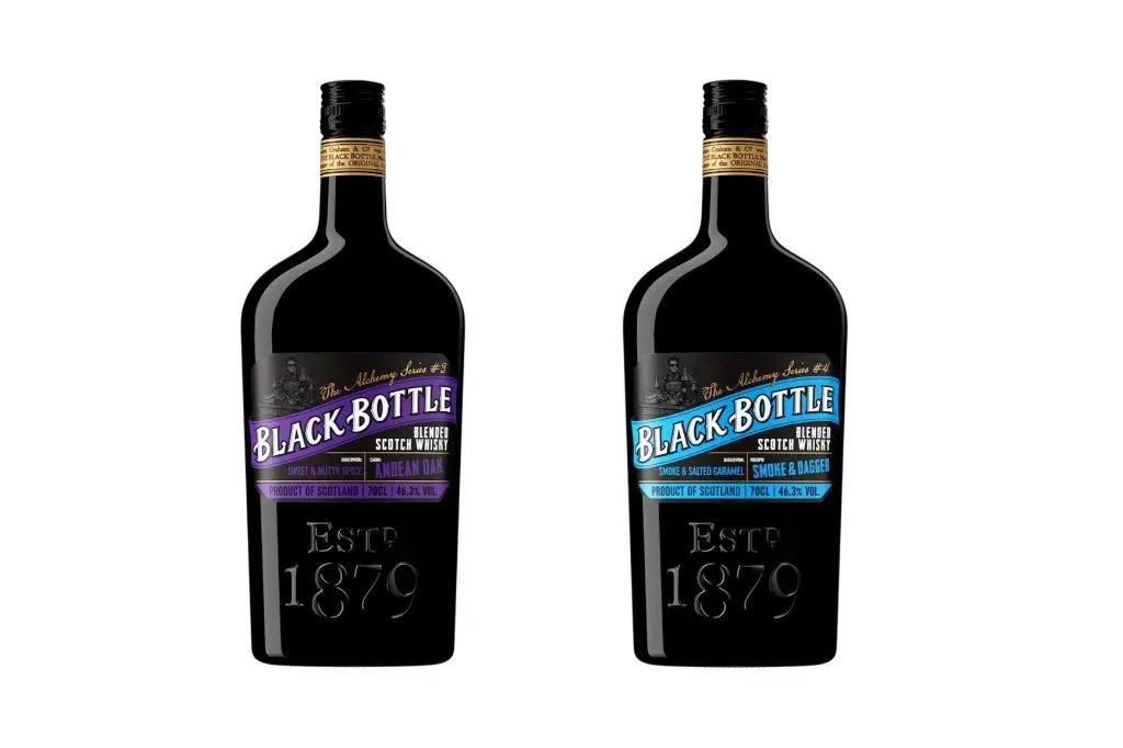 Island Smoke Blended Whisky in Black Bottle Distilled from Barley and Wheat Bulk Packaging