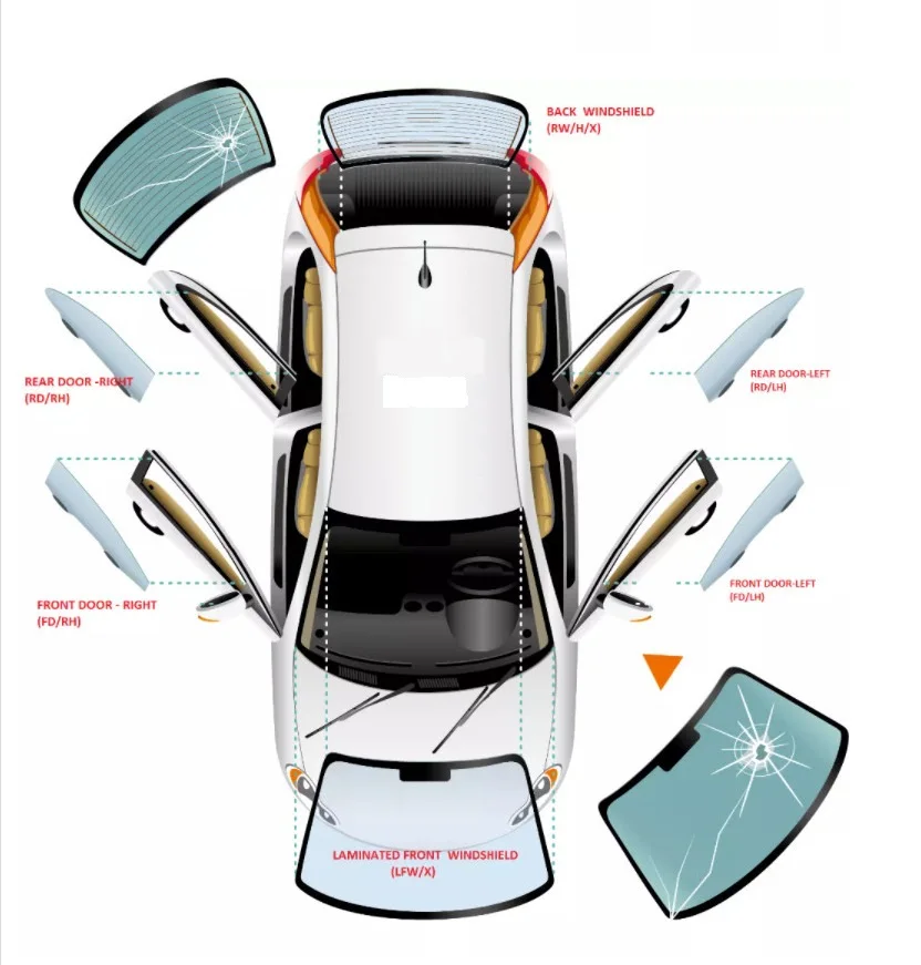Windshield Glass      NI-R52 RD/RH      X-TRAIL T32 Front Windshield Side Window Glass Rear Laminated Glass for Car