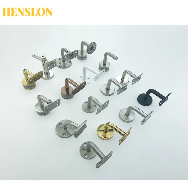 Stainless steel stair handrail bracket accessories wall holding arc flat tube support  fixed hardware