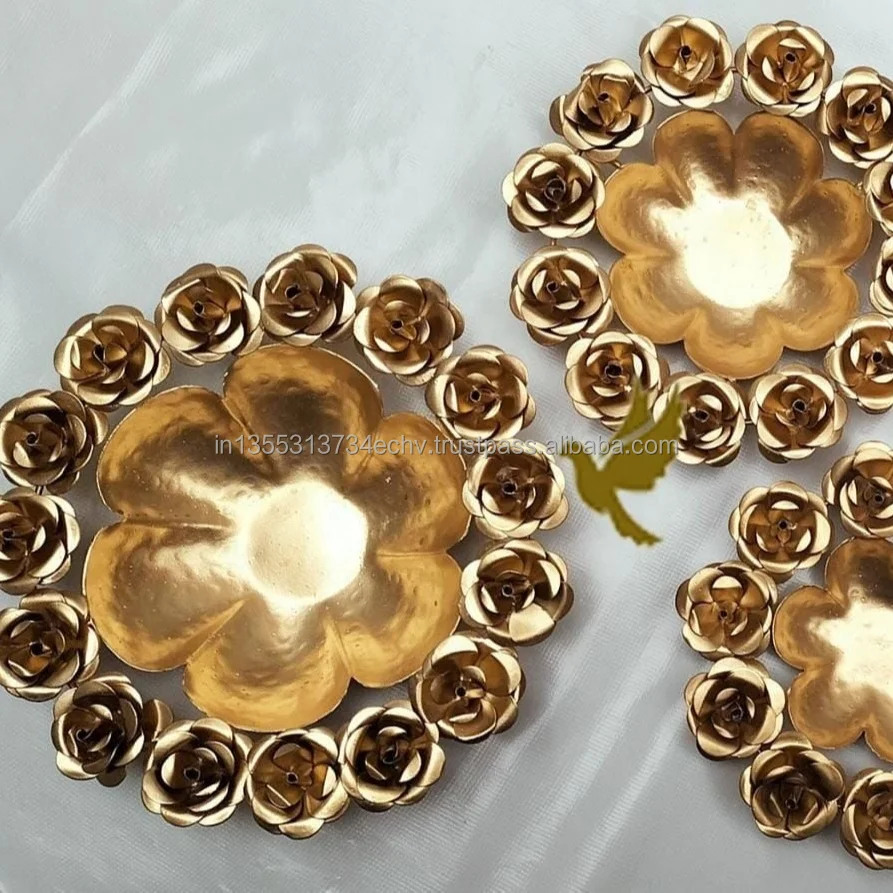 Декоративная индийская Металлическая Свеча Urli ручной работы и цветочное украшение для украшения свадьбы Diwali свеча плавающий