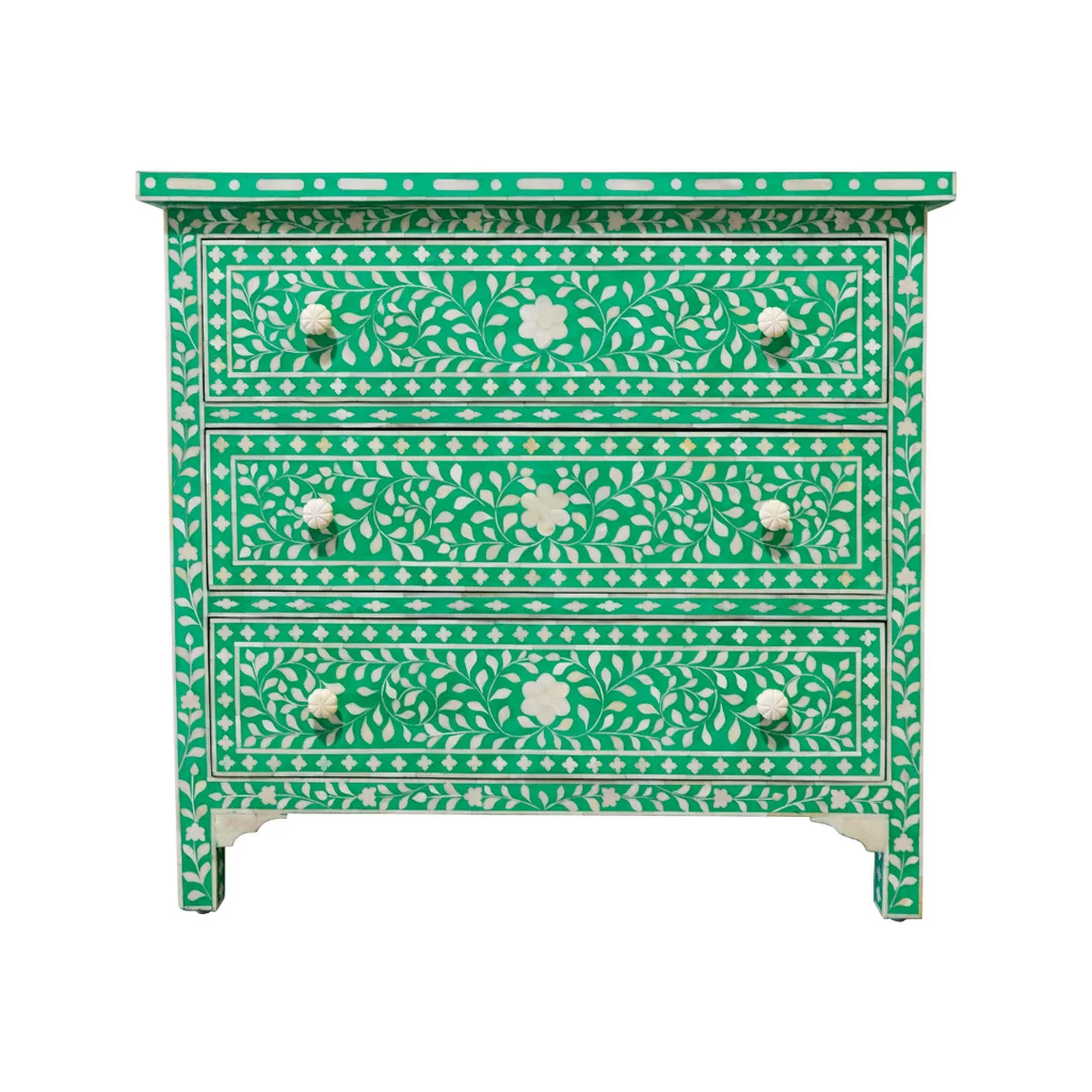 Hand Made Elegant chest of drawers Modern ethnic decor dresser Colorful inlay patterns Sophisticated furniture Quality Indian