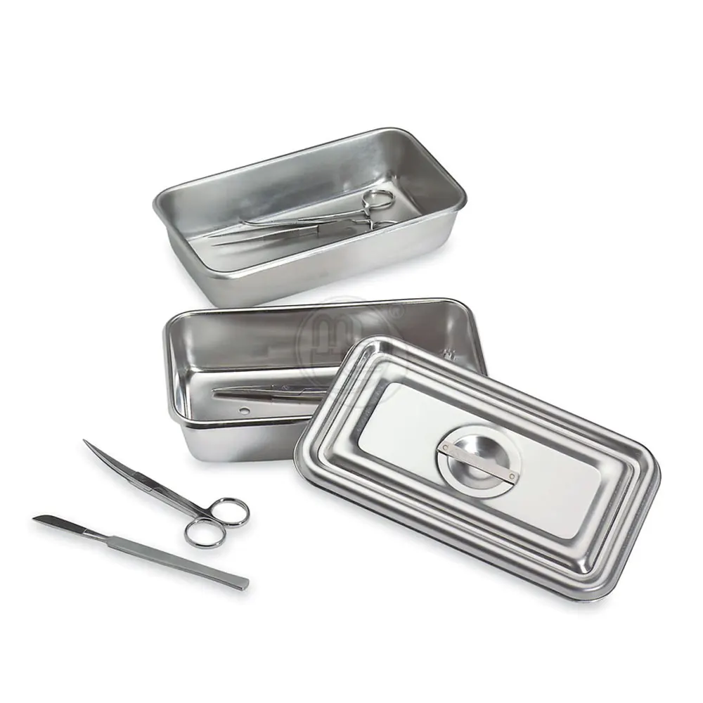 8 Inches Stainless Steel Instrument Tray With Lid Medical Dental Storage Box Case