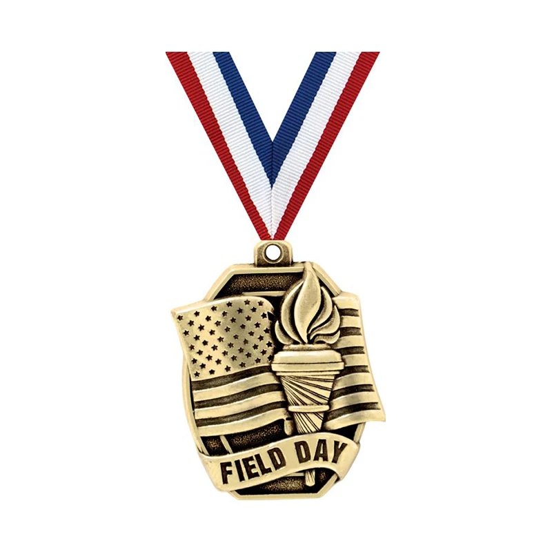 Custom 3D Sports Bronze Metal Medal Zinc Alloy beautiful ribbon medal Award Metal with Sublimation for military