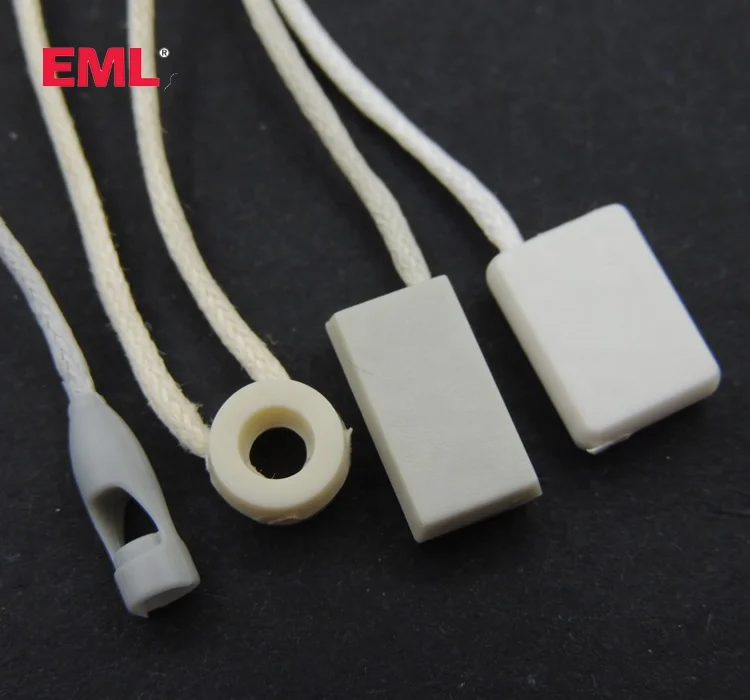 EML TAGS Mini Natural Cord Plastic String Lock Hollow Special Cylindrical Plastic Cord Ring Seal Tag For Clothing