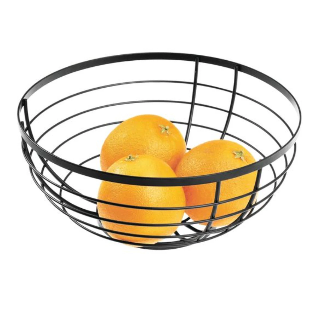 Heavy Duty Manufactured in India Modern Household Items Metal Iron Black Powder Coated 3-Tier Fruit Basket Bowl for Countertop