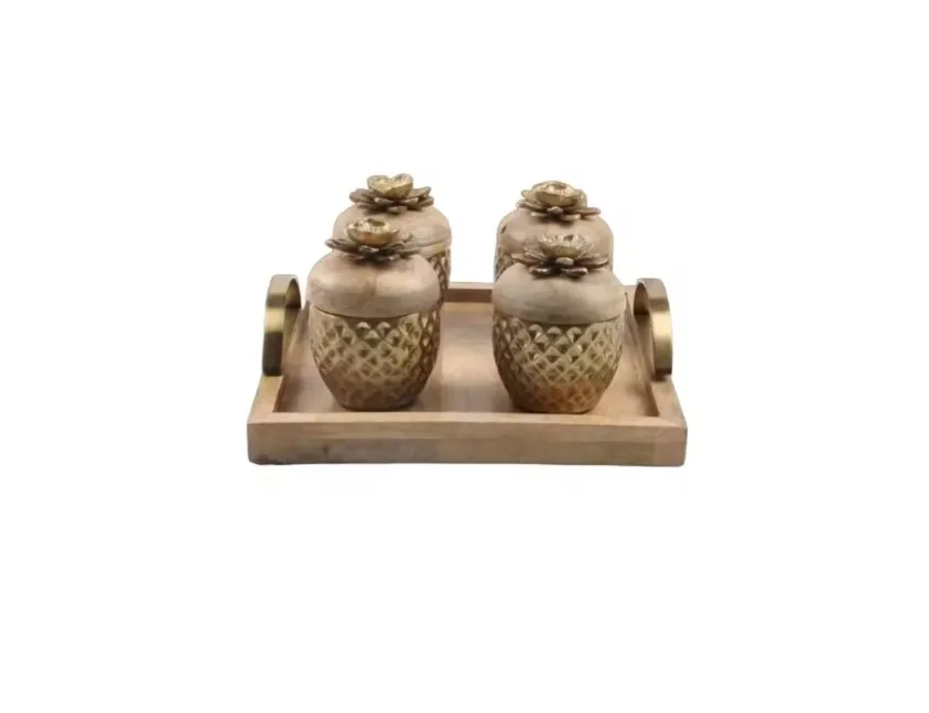 Latest Canister Storage Box Jar With Tray Elegant For Upcoming 2025 Ramadan Eid Festival Dray Fruits Dates Serve In Metal