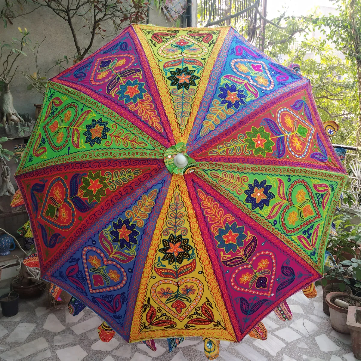Indian Vintage Handmade Embroidery Handcrafted Wedding Umbrella