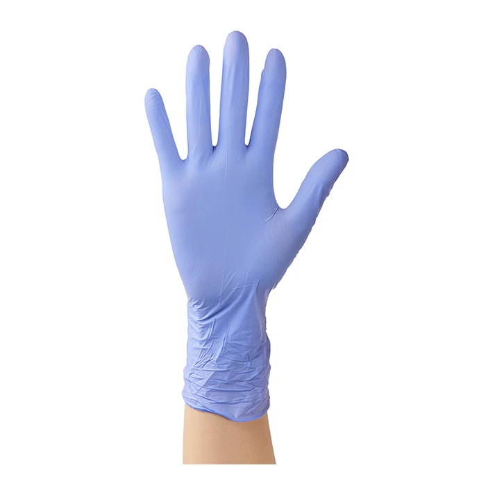 Blue White Food Grade Disposable Industrial Work Manufacturing Powder Free Nitrile Coated Gloves