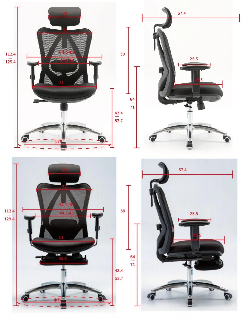 OEM Office furniture office chair M18 Height and angle adjustable headrest mesh chair for office