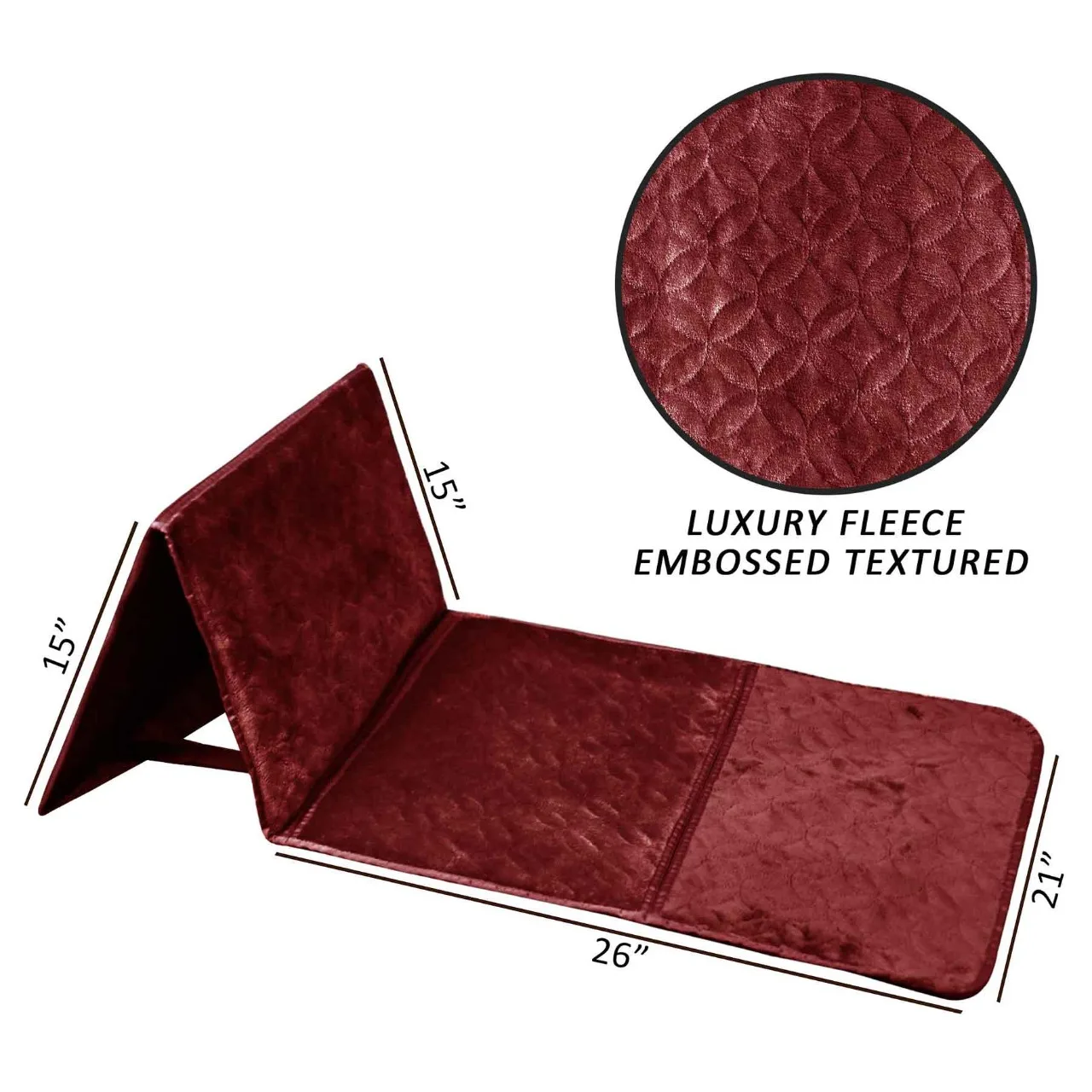 Soft Maroon Islamic Prayer Mat Foldable Polyester Muslim Rug for Living Room Take Back Rest for Prayer