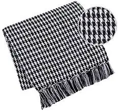 Houndstooth Cotton Blanket Cotton Houndstooth Blanket Throw With Fringe For Chair High Quality & Durable