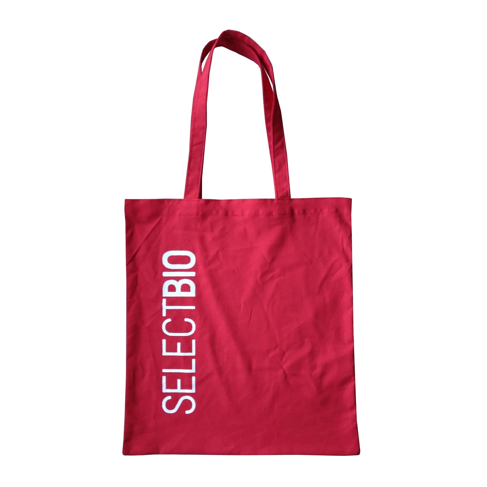 Colourful Black White Red Green Yellow Blue Purple Pink Color Light Weight Customized Print Long Handle Promotional Cotton Bag