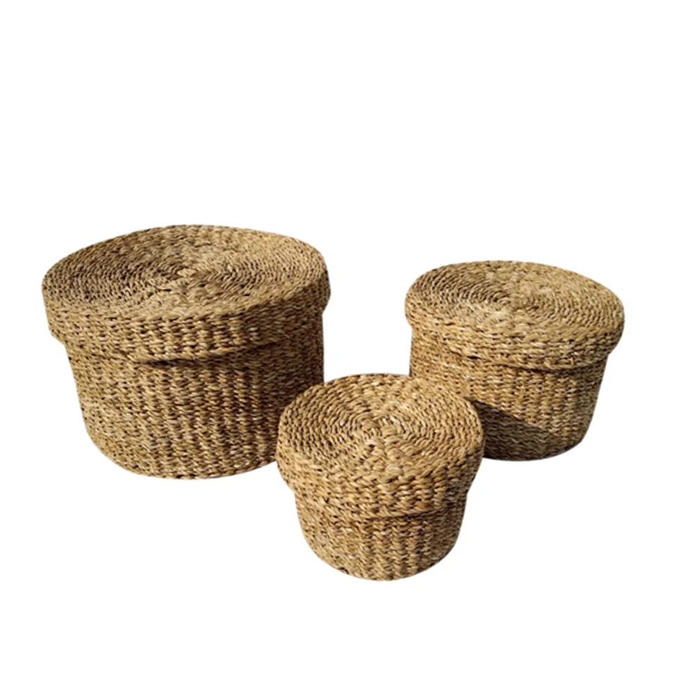Seagrass fiber basket for household items and safe environment products of Jute Rope wicker basket for home decoration office in