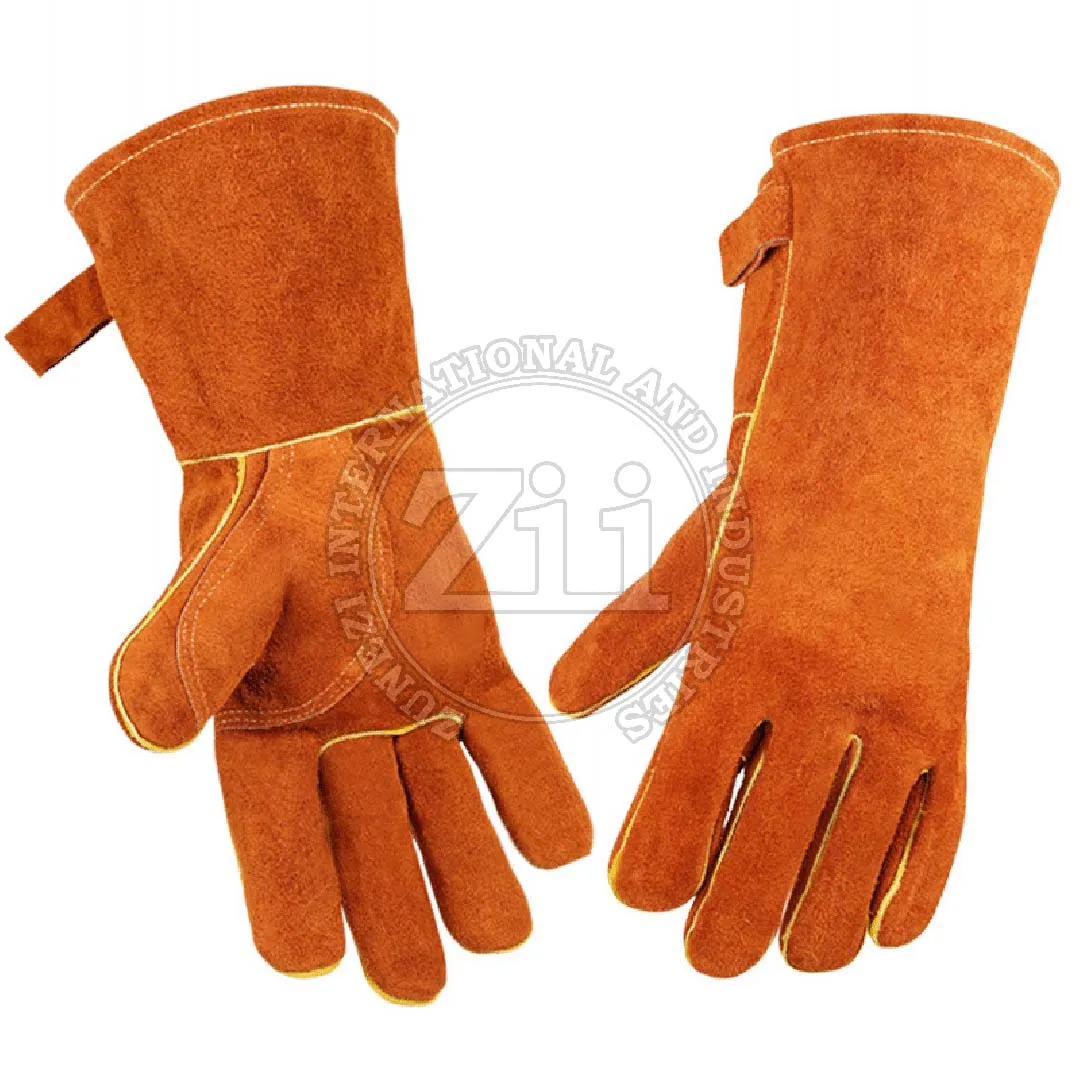 Swelder 14inch Red Economic Flame Retardant Cowhide Leather Welding Gloves for Mig Stove Use Custom Design