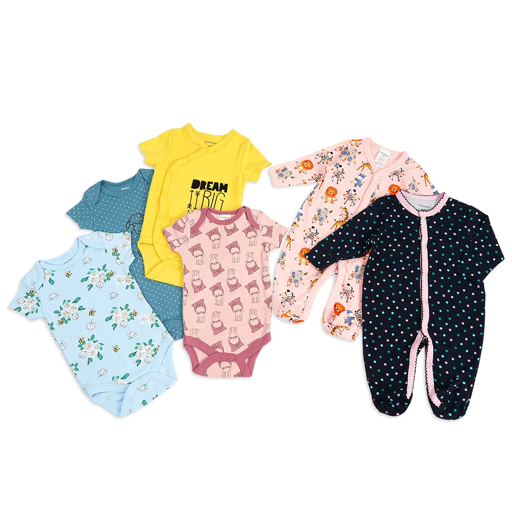 SUNNOZY 2-Piece Baby Clothing Set, 100% Cotton, Mix-Colors for Boys/Girls, 0-9 Months
