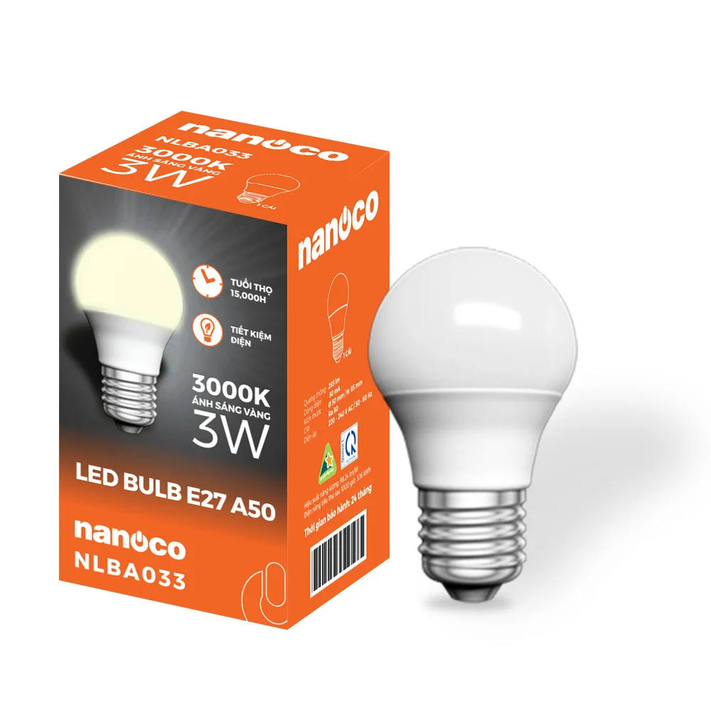Nanoco LED Bulb Type A E27 - IP 20 use for Office and Home  - Whosale in bulk from Vietnam good quality