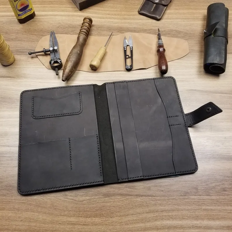 Brown Luxury Leather Padfolio Portfolio Compendium File Folder With A5 Letter Sized Writing Pad Zipper LAP-0040