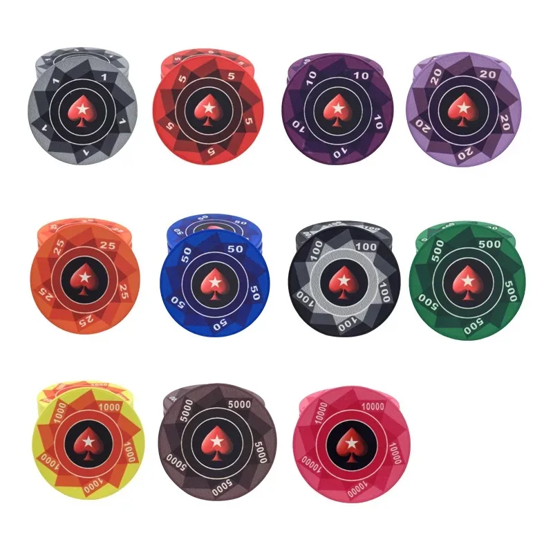 Fully customisable EPT Professional Ceramic Material Poker Chips 10g and 40MM poker chips with customises design colour and logo