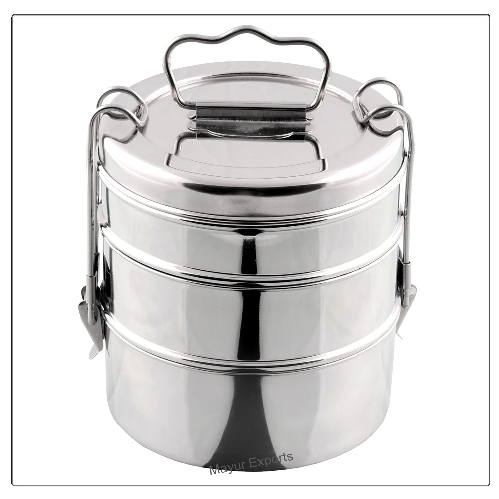 Stainless Steel Tiffin Lunch Box Metal Food Container with Color Food Safe Powder Coating Tiffin Carrier