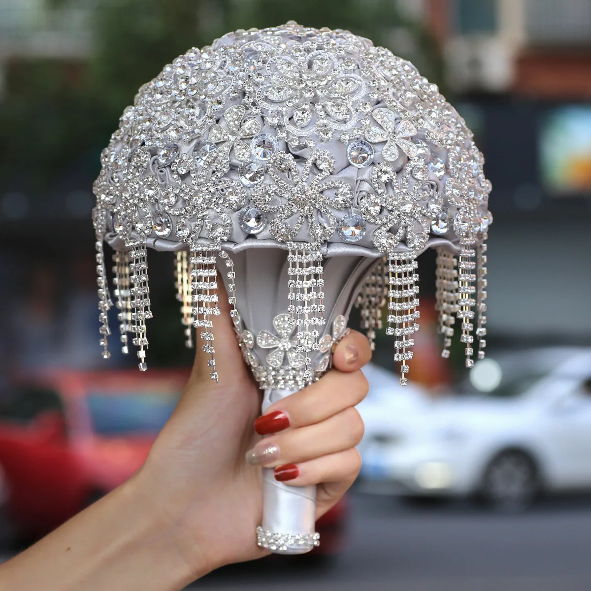 Wholesale customized high-end artificial crystal multicolor rose hand flowers Wedding Bride Bridesmaid hand flowers