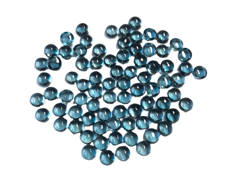 3mm Natural London Blue Topaz Round Cabochon Gemstone Natural AAA Top Quality Gemstone Natural Good Blue Color London Blue Topaz