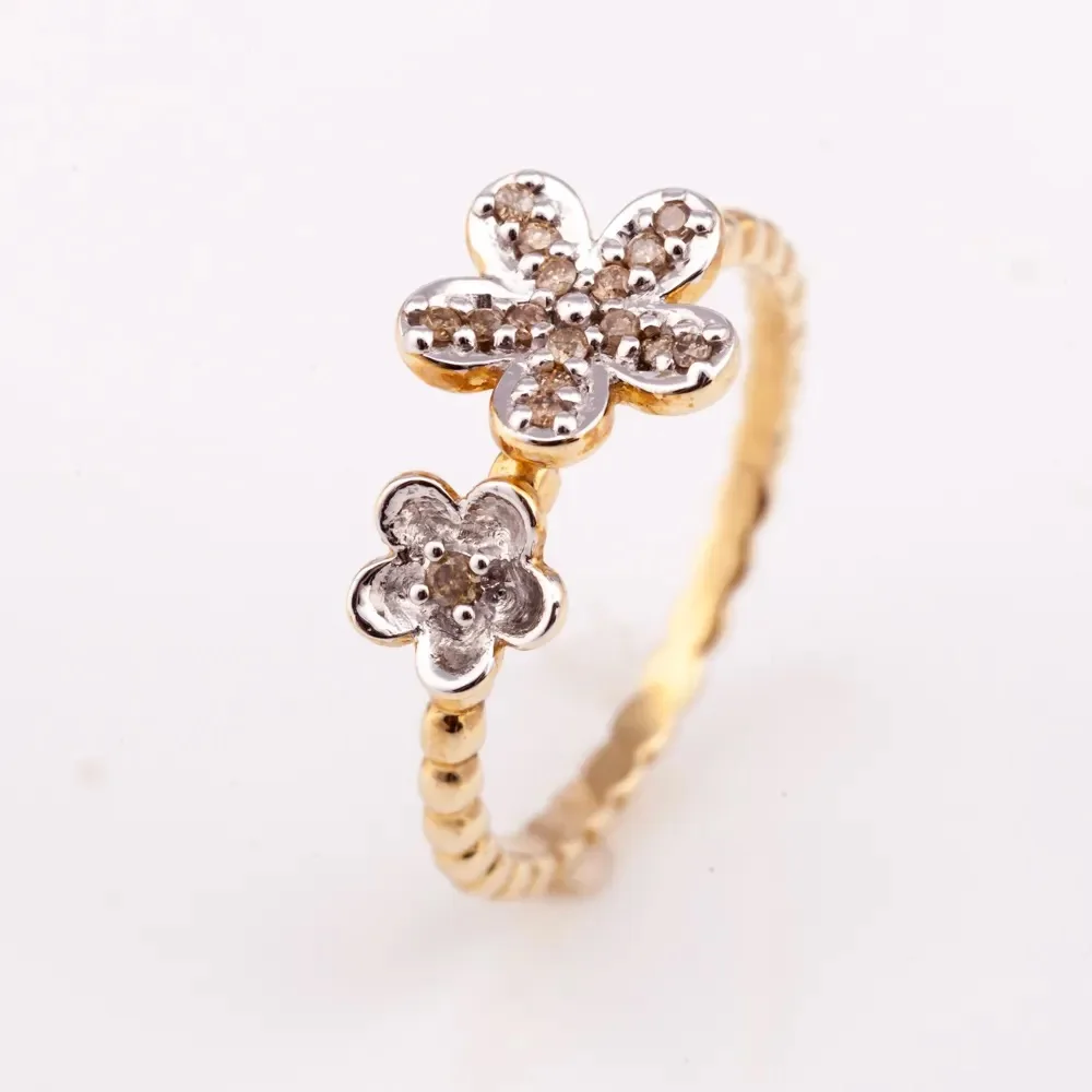 Blissful Blossom Diamond Ring Premium Grade Of Minimal Cute Flower Pattern Silver 925 Diamond Ring from Thailand Manufacturer