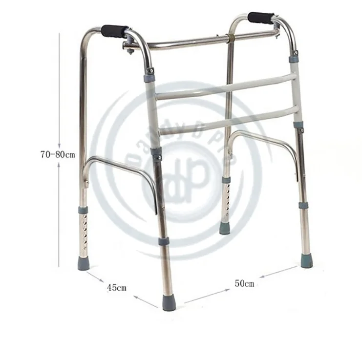 Aluminum Lightweight 4-leg Walker Fold Walking Frame Rollator Walker For Elderly Stainless Steel Rehabilitation Therapy Supplies