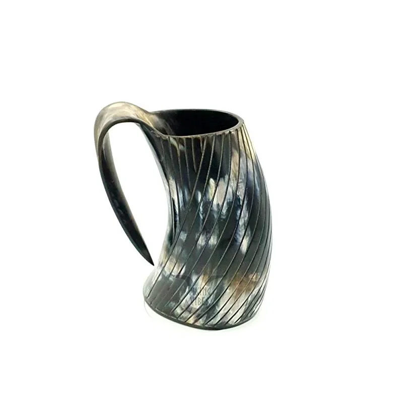 Horn Mug Best Quality For Beer Wine Viking Drinking Horn Mug For Best Selling Black Buffalo Horn Viking drinking mug good price