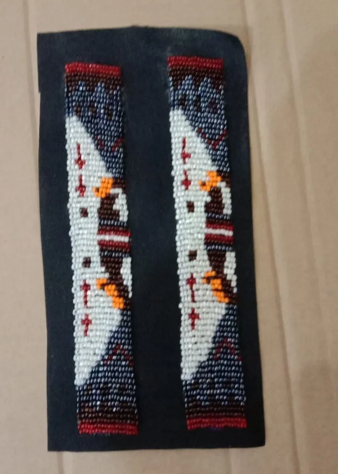 Black Flower Seed Beaded Handmade Patches Patches Pearl Beaded Ethnic Beadwork Native Crafts Patches Custom Embroidery