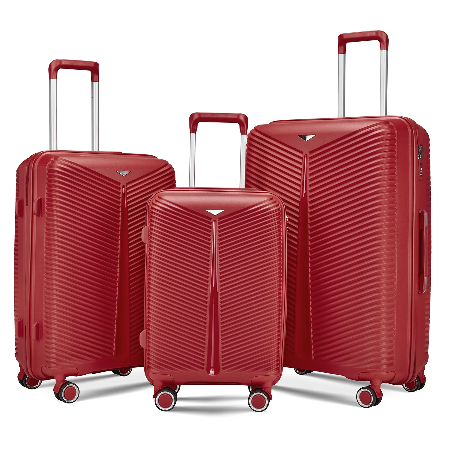 Fashion Trendy Women Trolley Suitcases Carry On Pink Luggage 3 Piece PP Suitcase Set