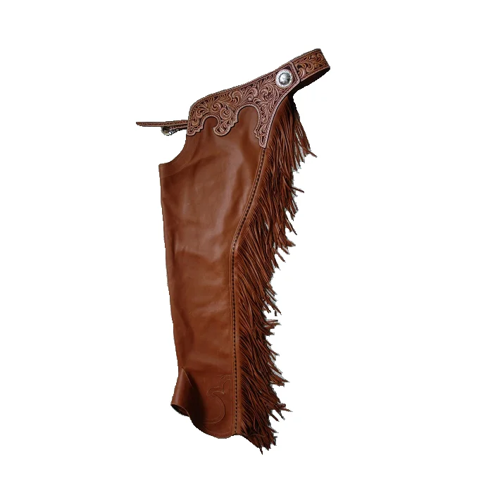 High quality Customized Western Chaps Cowboy Chinks with fringe real Leather for Products use