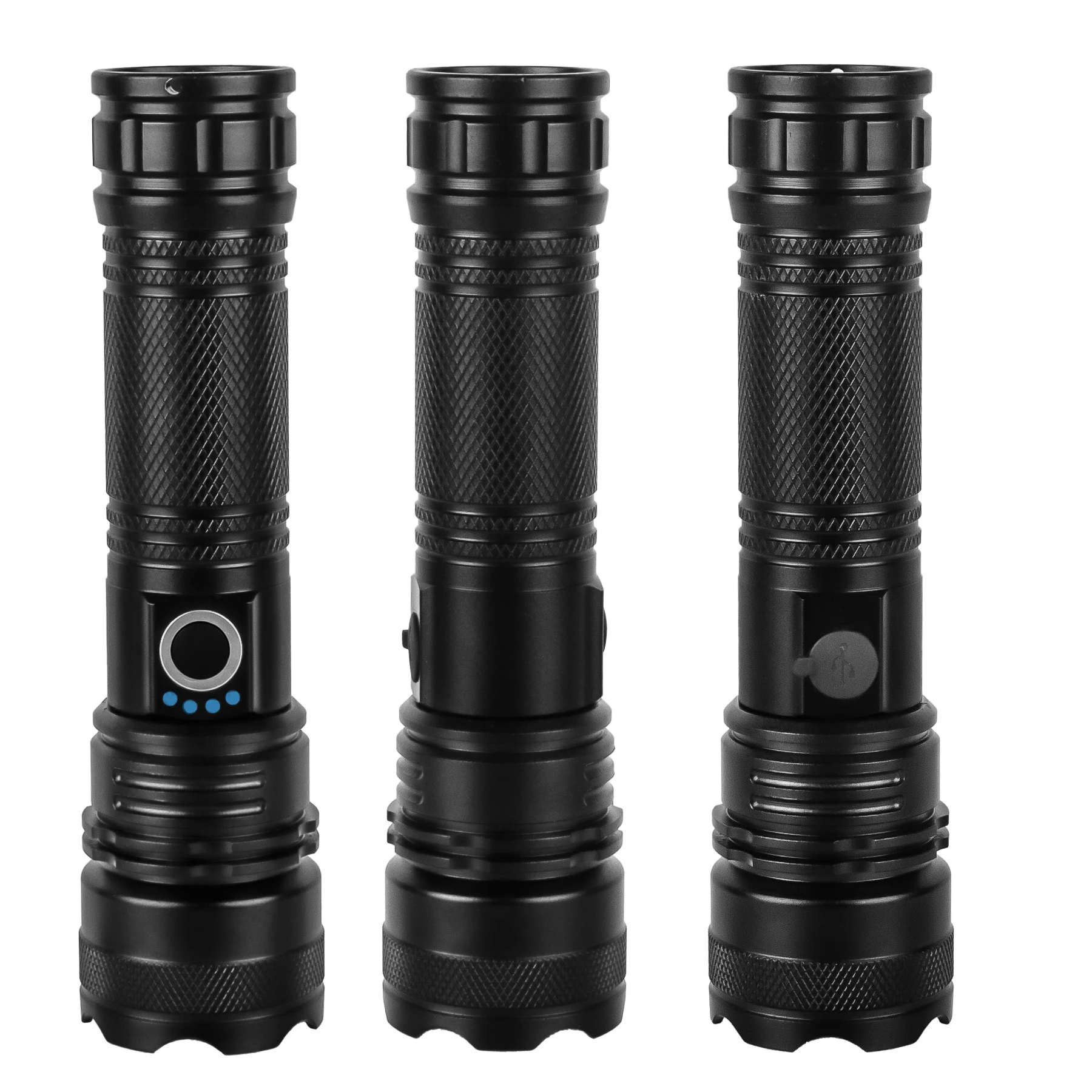 2024 Factory Hot Sale Aluminum Alloy Telescopic Zoom Power Display Usb Rechargeable P70 Led Torches Lights Tactical Flashlight