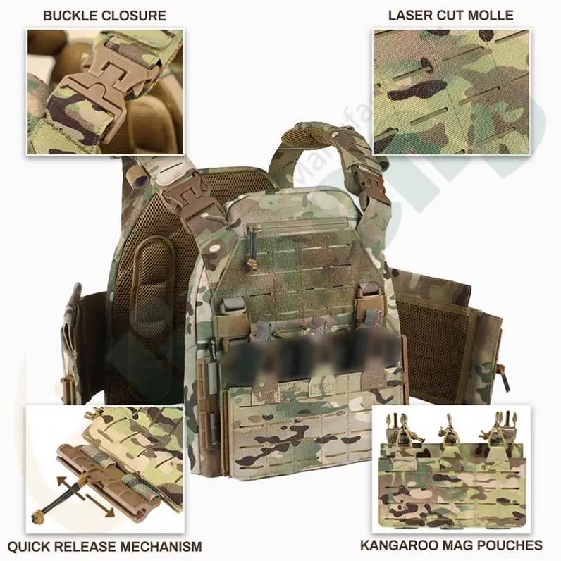 Black Molle Personal Protective Tactical Gear Removable Ballistic Tactical Vest Quick Release Armor Vest For Men Plate Carrier