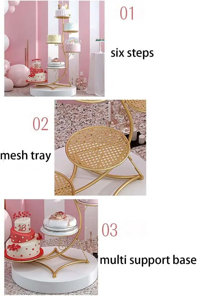 European Style 6 Tier Cake Stands for Wedding Cakes Decorative Iron Dessert Tower Cup Cake Display Stands