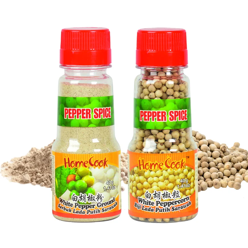 Fresh Ground White Pepper 40g Best Quality Pure White Pepper For Marinades Meat Seasoning Spices Pepper Malaysia Top Exporter