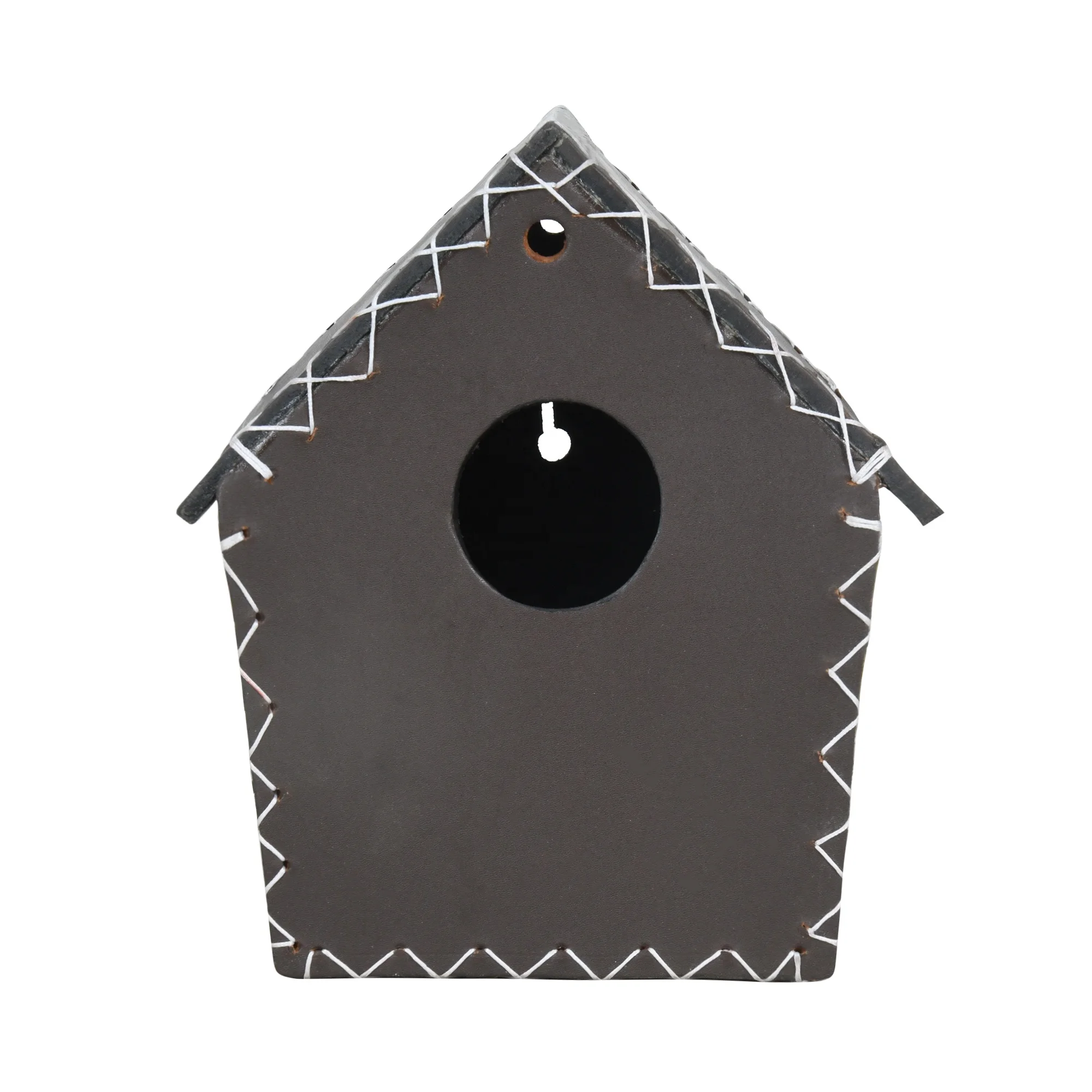 DIY LEATHER CRAFTED HUT SHAPE BIRD HOUSE INDOOR OUTDOOR WALL/ TREE MOUNTED LEATHER BIRD NESTING BOX FULLY CUSTOMIZATION ACCEPTED
