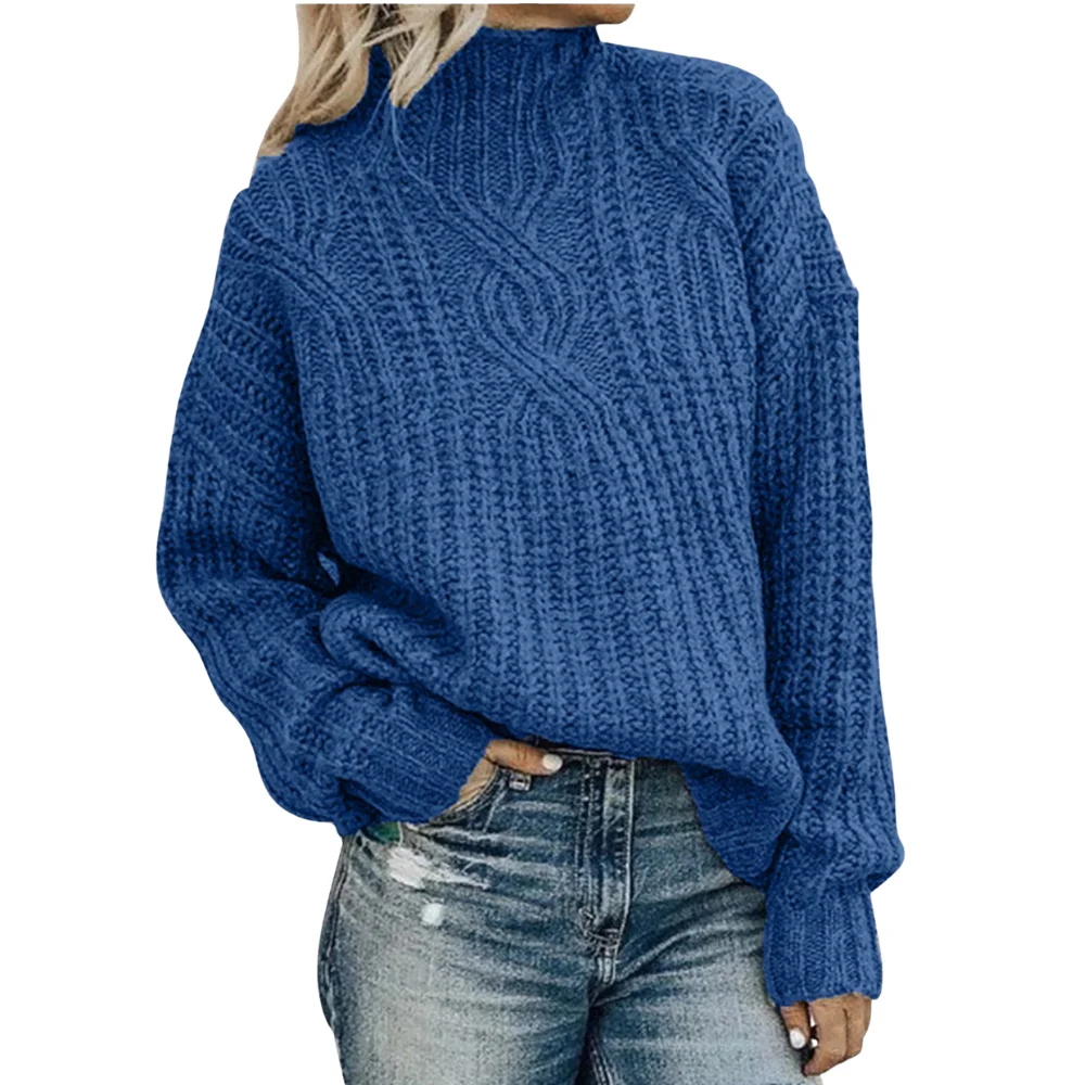 Freshly Launched 2024 Custom Design Womens Plus Size Knitted Casual Turtle Neck Sweater Affordable Low MOQ Bangladesh Production