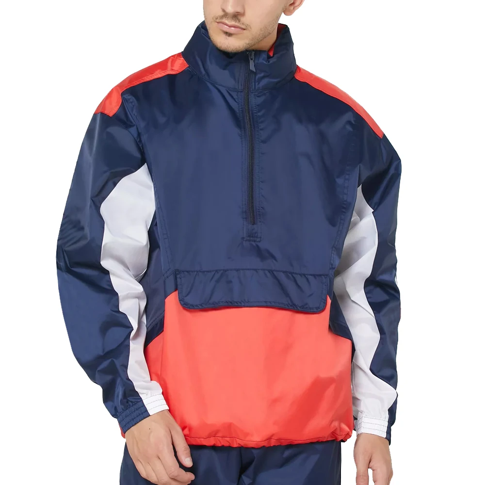 Men pattern windbreaker Jacket Customize color-block Anorak  jacket