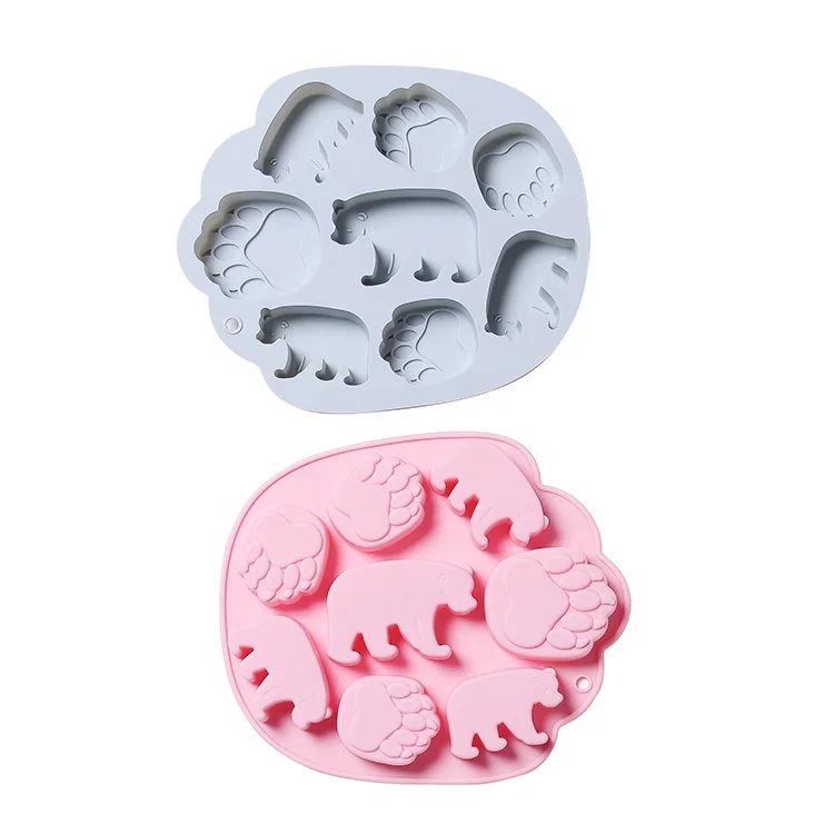 OEM/ODM Hot Sale 8 Cavity Bear Paw Polar Bear Shape Ice Cube Cake Chocolate Mold for Daily or Party