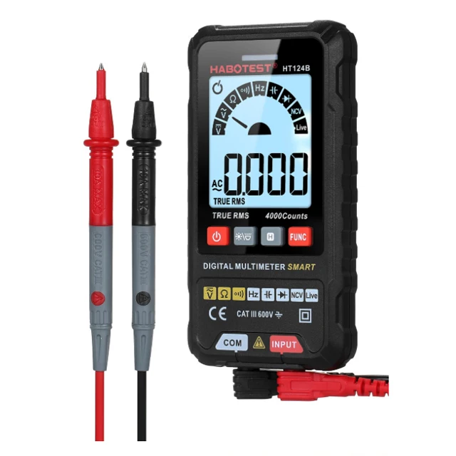 HABOTEST HT124A Smart Digital Multimeter 4000 Counts True RMS Auto Ranging Voltage Meter 600V AC DC Voltmeter